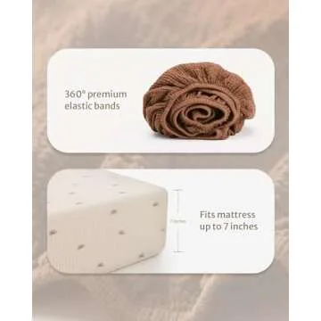 Blissful Diary Muslin Crib Sheets for Girl Boy, Boho Neutral Soft Cotton Baby Sheet for 52''x28'' Standard Crib Mattress, 2 Pack(Sunshine&Brown)