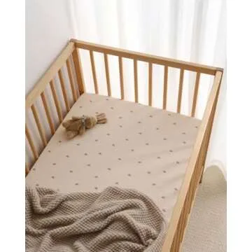 Blissful Diary Muslin Crib Sheets for Girl Boy, Boho Neutral Soft Cotton Baby Sheet for 52''x28'' Standard Crib Mattress, 2 Pack(Sunshine&Brown)