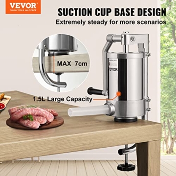 VEVOR 1.5L Sausage Stuffer, Stainless Steel for Home Use