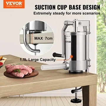 VEVOR 1.5L Sausage Stuffer, Stainless Steel for Home Use
