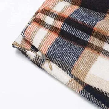 Womens Wool Plaid Mini Skirt Fall Winter High Waisted Bodycon Pencil Skirt (Brown, XL)