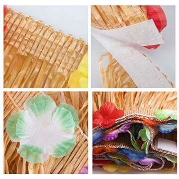 Sharlity Hawaiian Luau Table Skirt with Hibiscus Flowers