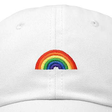 DALIX Rainbow Baseball Cap Womens Hats Cute Hat Soft Cotton Caps in White