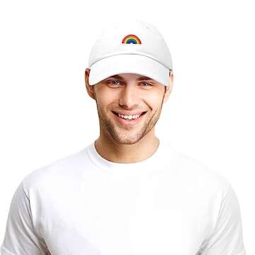 DALIX Rainbow Baseball Cap Womens Hats Cute Hat Soft Cotton Caps in White