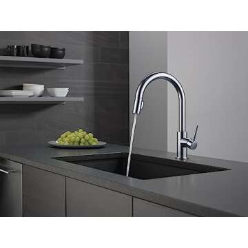 Delta Faucet Trinsic Brushed Nickel Kitchen Faucet with Pull Down Sprayer, Kitchen Sink Faucet