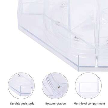 URbantin Rotating Desk Organizer Pencil Holders Pen Holders, Plastic Acrylic Desktop Organizers Caddy for Home Office Supplies Organizers, Tool Organizer Makeup Brush Holder Organizers (Clear)