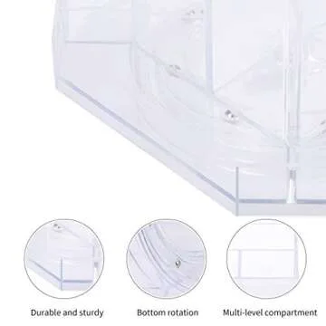 URbantin Rotating Desk Organizer Pencil Holders Pen Holders, Plastic Acrylic Desktop Organizers Caddy for Home Office Supplies Organizers, Tool Organizer Makeup Brush Holder Organizers (Clear)