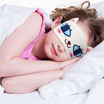 4 Pieces Kids Cute Adjustable Sleeping Masks for Travel