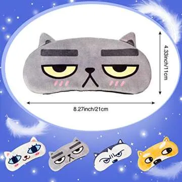 4 Pieces Kids Cute Adjustable Sleeping Masks for Travel