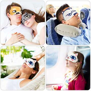 4 Pieces Kids Cute Adjustable Sleeping Masks for Travel
