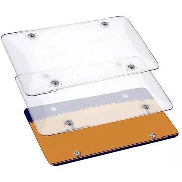 Dasdffvf 2pcs Car License Plate Frame Transparent Frame Shield-Waterproof License Protector Accessories