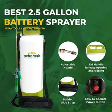 PetraTools 2.5 Gallon Battery Sprayer for Effortless Gardening