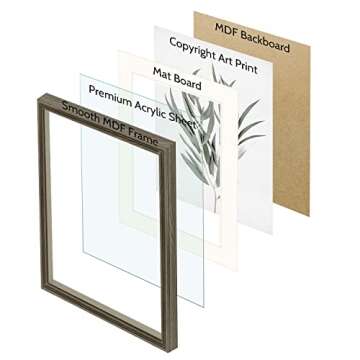 Framed Nature Green Plant Leaf Wall Art Prints Bedroom: Minimalist Botanical Pictures Leaves Art Pri...