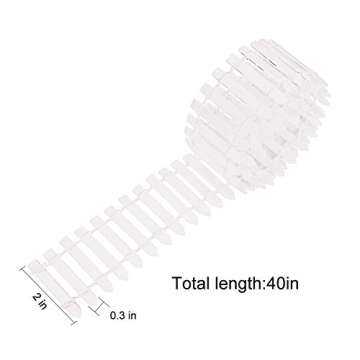 Prsildan Miniature Fairy Garden Fence - DIY Wood Picket Fence Ornament (White, 2 Packs)