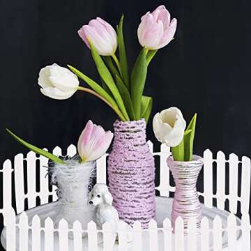 Prsildan White Wood Miniature Fairy Garden Fence - 2 Packs