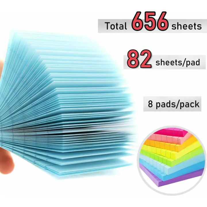 Bright Ruled Sticky Notes - 3x3 for Easy Note-Taking