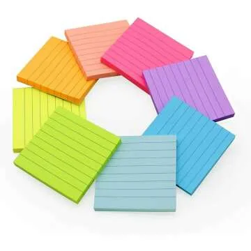 Bright Ruled Sticky Notes - 3x3 for Easy Note-Taking