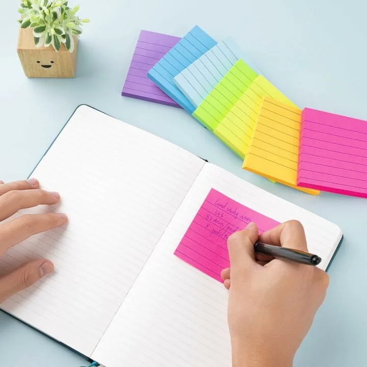 Bright Ruled Sticky Notes - 3x3 for Easy Note-Taking