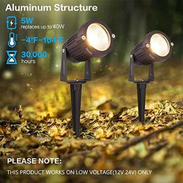ZUCKEO Low Voltage Landscape Lights 5W LED Landscape Lighting 12V 24V Outdoor Spotlights Waterproof ...