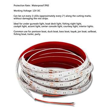 Seaponer Pontoon Boat Light, Marine Led Light Strip for Duck Jon Bass Boat Sailboat Kayak Flex Lighting for Boat Deck Light Accent Light Interior Lights Fishing Night, White, 12v, 10m (32.8ft)