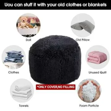 HOMBYS Unstuffed Ottoman Pouf Cover for Home Comfort