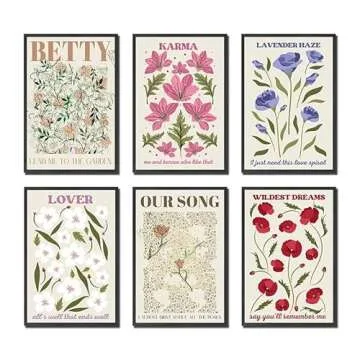 Stunning Flower Poster Set - 6 Unique Canvas Prints