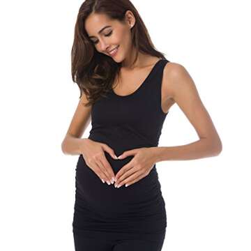 HOFISH Plus Size, Women Pajama Tops Nursing Cami Sleep Bra, 01 Seamless Maternity Tank: 3 Pack Black, Medium