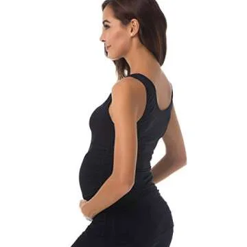 HOFISH Plus Size, Women Pajama Tops Nursing Cami Sleep Bra, 01 Seamless Maternity Tank: 3 Pack Black, Medium