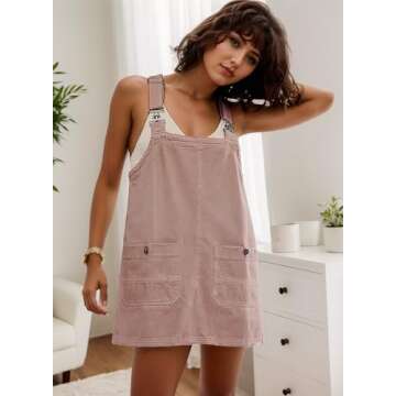 YUENIU Women's Comfortable Denim Overalls Dress for Summer
