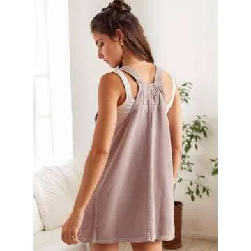 YUENIU Women's Comfortable Denim Overalls Dress for Summer