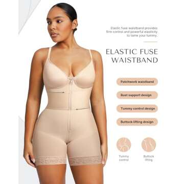 SHAPELLX Shapewear Tummy Control Body Shaper Bodysuit for Women Tummy Control Shapewear Bodysuit Tum...