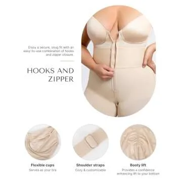 SHAPELLX Shapewear Tummy Control Body Shaper Bodysuit for Women Tummy Control Shapewear Bodysuit Tummy Control Butt Lifting Shapewear (Beige, Small)