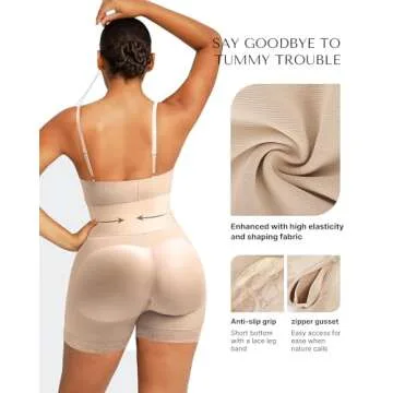 SHAPELLX Shapewear Tummy Control Body Shaper Bodysuit for Women Tummy Control Shapewear Bodysuit Tummy Control Butt Lifting Shapewear (Beige, Small)