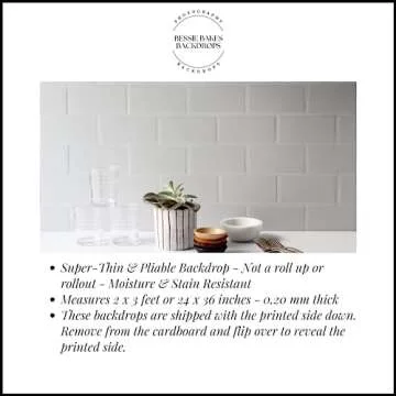 Bessie Bakes Super-Thin & Pliable Soft Concrete Replicated Photography Backdrop 2 Feet Wide x 3 Feet Long