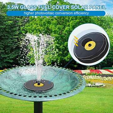 Yzert Solar Bird Bath Fountains,3.5W Glass Panel Solar Fountain Pump for Bird Bath No Battery,Solar ...