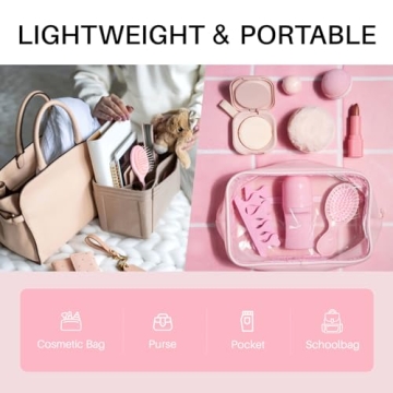 RHOS Mini Hair Brush for Women,Men and Kids-Travel Size Hair Brush for Purse,Pocket,backpack-Small Cushion Paddle Brush with Soft Bristles-Mini Detangler Brush for All Hair Types(1 Pack-Pink)