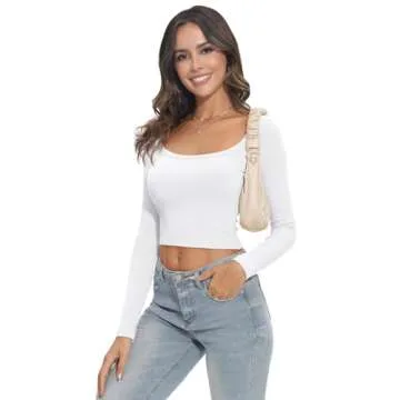 White Long Sleeve Shirts for Women Going Out Tops Crop Top Y2k Baby Tees Ribbed Underscrub Skimss Tshirt Dupe Corset Sexy Fall Winter Teen Girl S