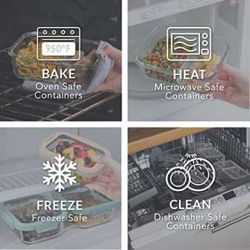Bentgo Glass Leak-Proof Meal Prep Set - 8-Piece Lunch & Snack 1 & 2-Compartment Glass Food Containers with Glass Lids - Reusable, BPA-Free, Microwave, Freezer, Oven & Dishwasher Safe (Coastal)