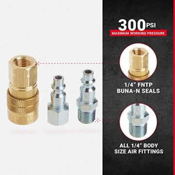 Milton (S-210) 1/4" NPT M-Style Coupler and Plug Kit for Versatile Air Tool Use