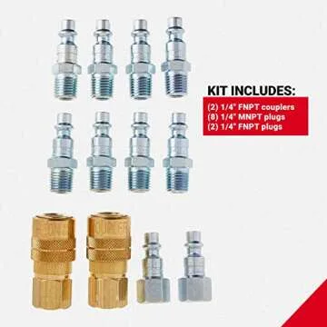 Milton 1/4" NPT M-Style Coupler Plug Kit for Air Tools