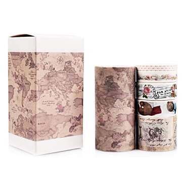 DAPUTOU Vintage Washi Tape Set for Creative Crafters
