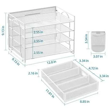 4-Tier Desk Organizer with Drawer and Pen Holders