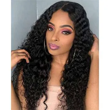 Foreverlove 13×4 Lace Frontal Deep Wave Human Hair Wigs Pre Plucked for Black Women Brazilian Deep Curly Human Hair Wigs 200% Density (24 Inch)