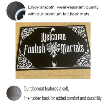 IFHUH Funny Front Door Mat Welcome Foolish Mortals Mat Rubber Non Slip Backing Funny Doormat for Outdoor/Indoor Uses, Low-Profile Rug Mats for Entry 23.6"(W) X 15.7"(L)