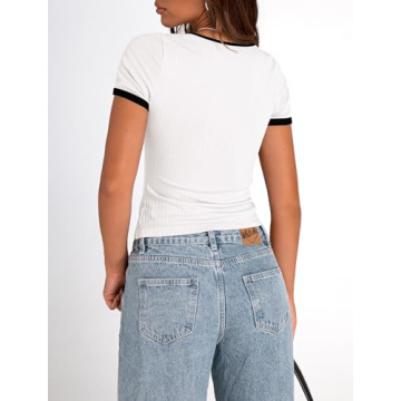 PRETTYGARDEN Women's Summer Slim Fit Short Sleeve T Shirts