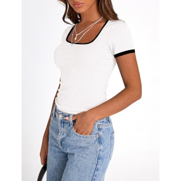 PRETTYGARDEN Women's Summer Slim Fit Short Sleeve T Shirts