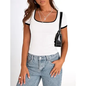 PRETTYGARDEN Women's Summer Slim Fit Short Sleeve T Shirts