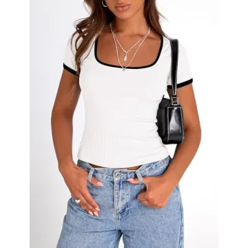 PRETTYGARDEN Women's Summer Slim Fit Short Sleeve T Shirts