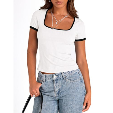 PRETTYGARDEN Women's Summer Slim Fit Short Sleeve T Shirts