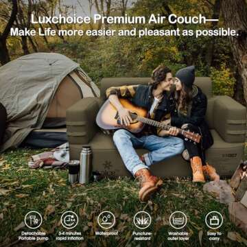 Luxchoice Inflatable Sofa Multifunctional Air Couch with Built-in Pump Portable Luxury Automatic Inf...
